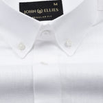 Airloom White Plain Linen Button Down Shirt - John Ellies