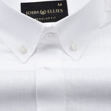 Airloom White Plain Linen Button Down Shirt - John Ellies