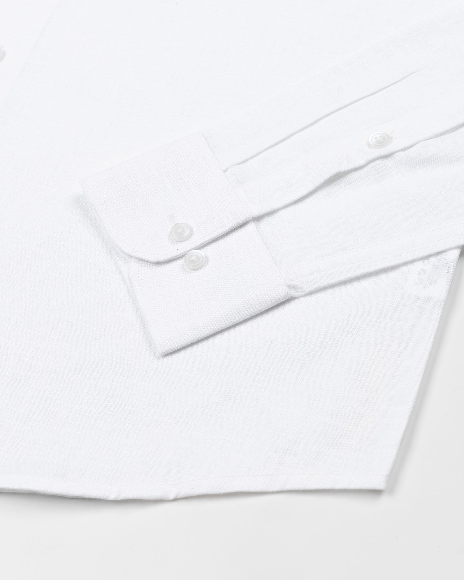 Airloom White Plain Linen Button Down Shirt - John Ellies