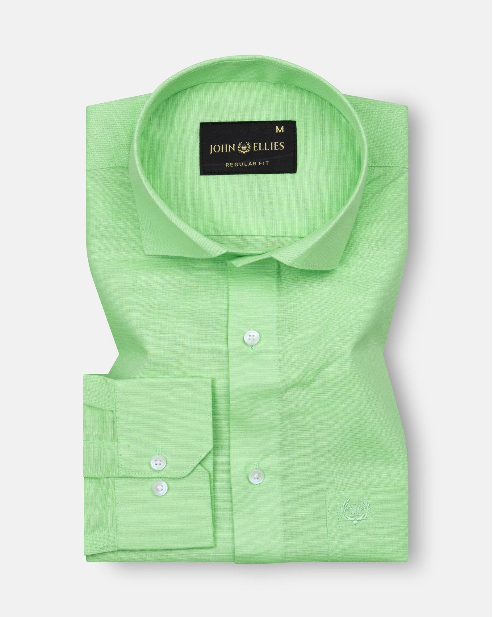 Solin Lime Plain Linen Shirt - John Ellies