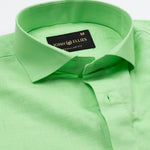 Solin Lime Plain Linen Shirt - John Ellies