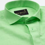 Solin Lime Plain Linen Shirt - John Ellies