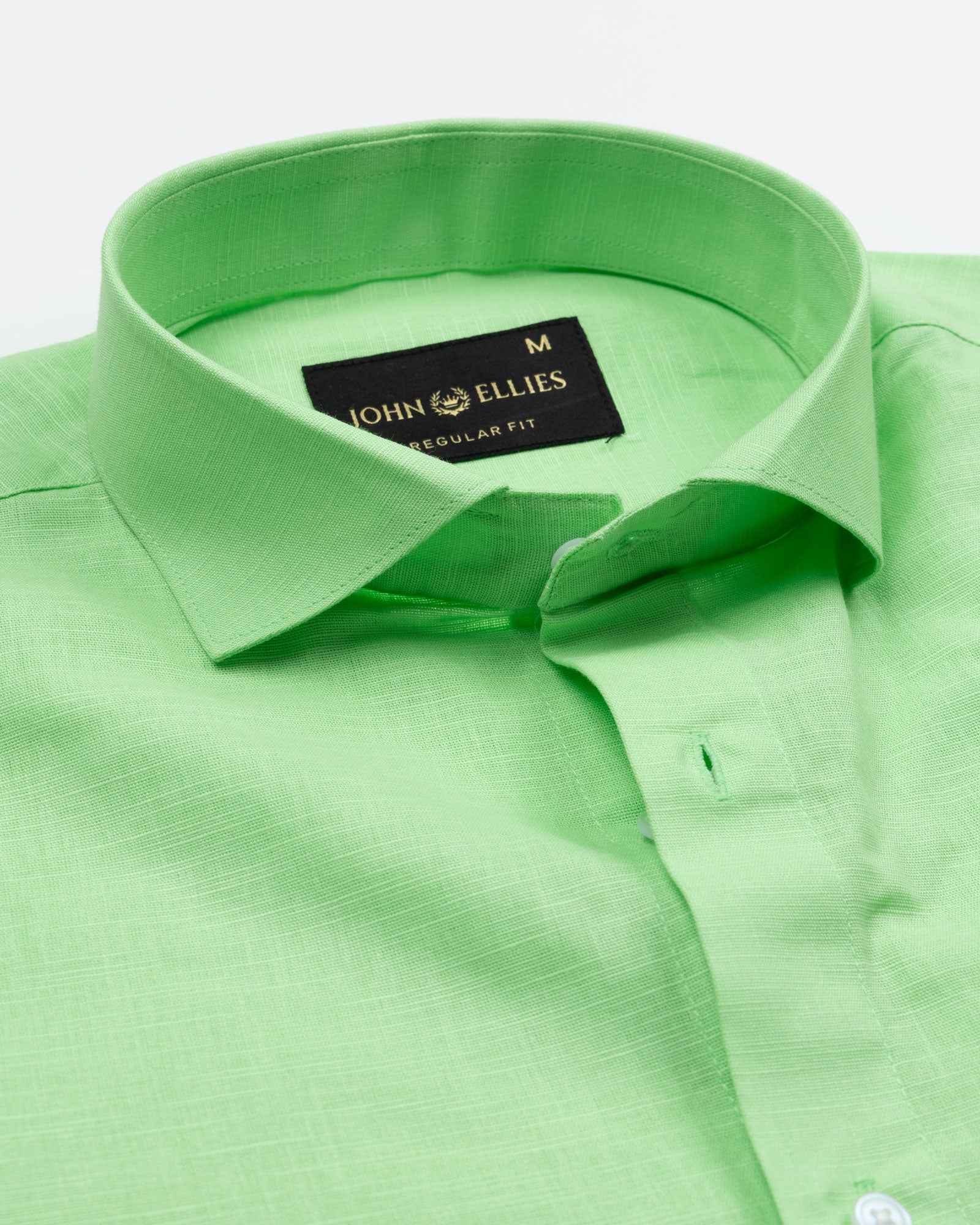 Solin Lime Plain Linen Shirt - John Ellies