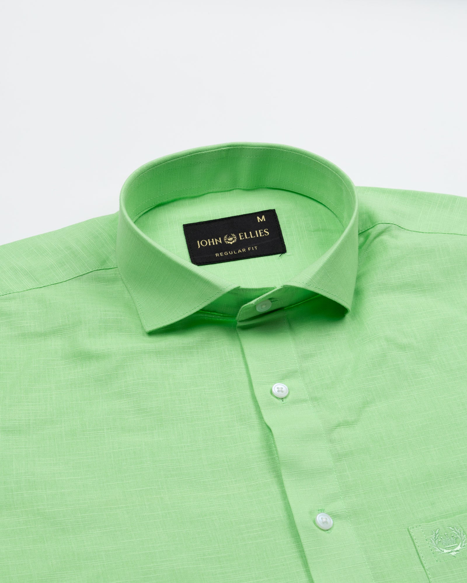 Solin Lime Plain Linen Shirt - John Ellies