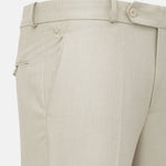 Mance Cream Textured Formal Cotton Pant - John Ellies