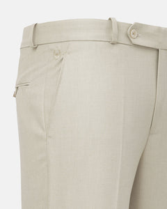 Mance Cream Textured Formal Cotton Pant - John Ellies