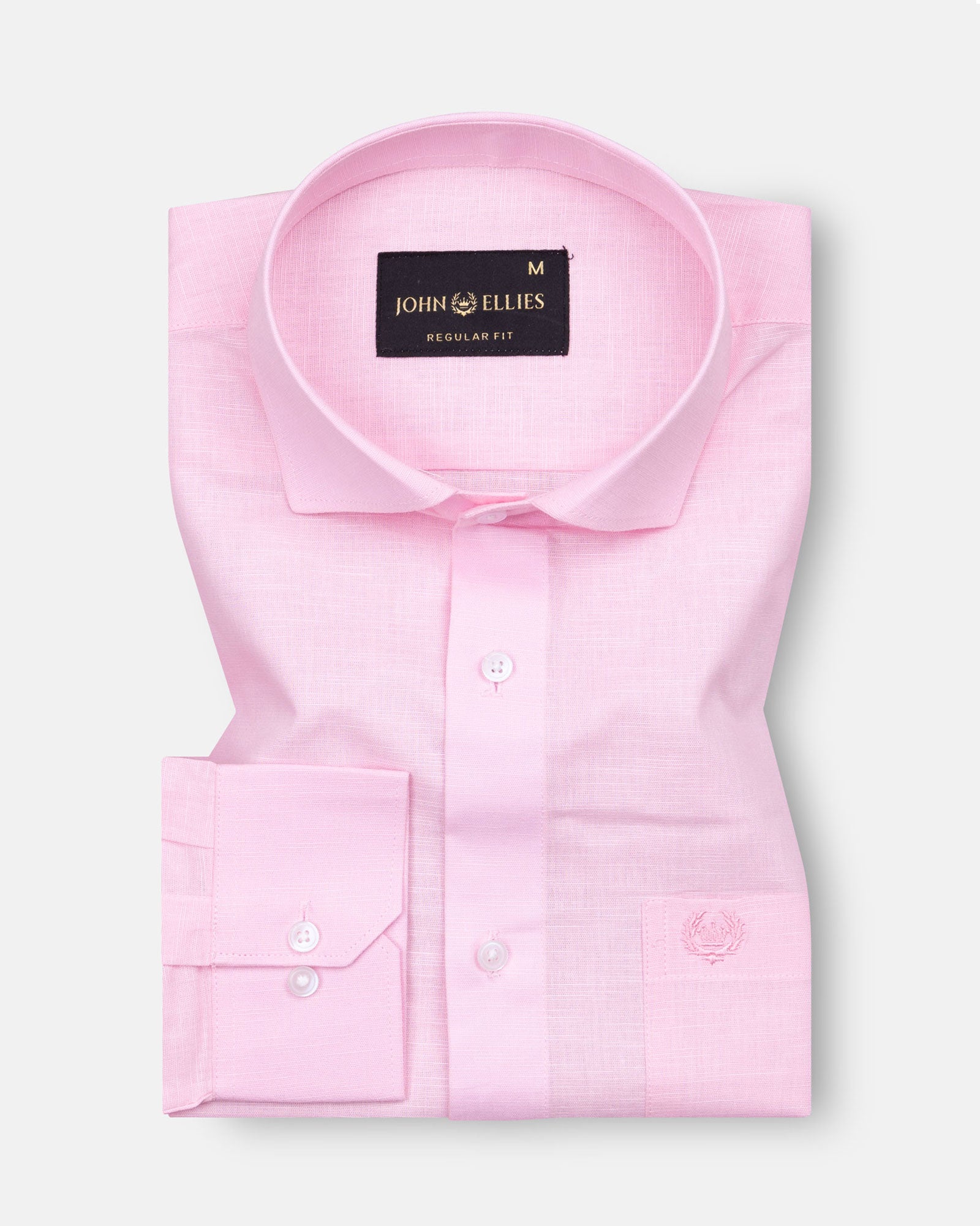 Solin Pink Plain Linen Shirt - John Ellies