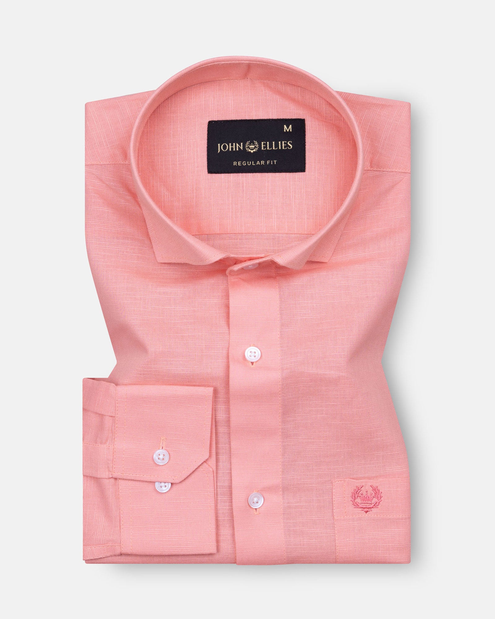 Solin Peach Plain Linen Shirt - John Ellies