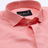 Solin Peach Plain Linen Shirt - John Ellies