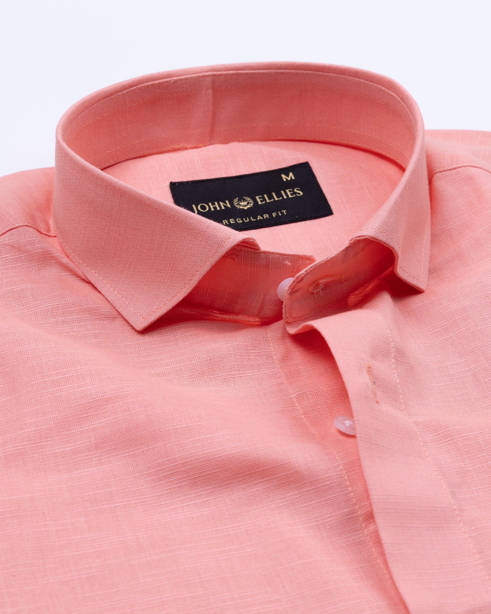 Solin Peach Plain Linen Shirt - John Ellies