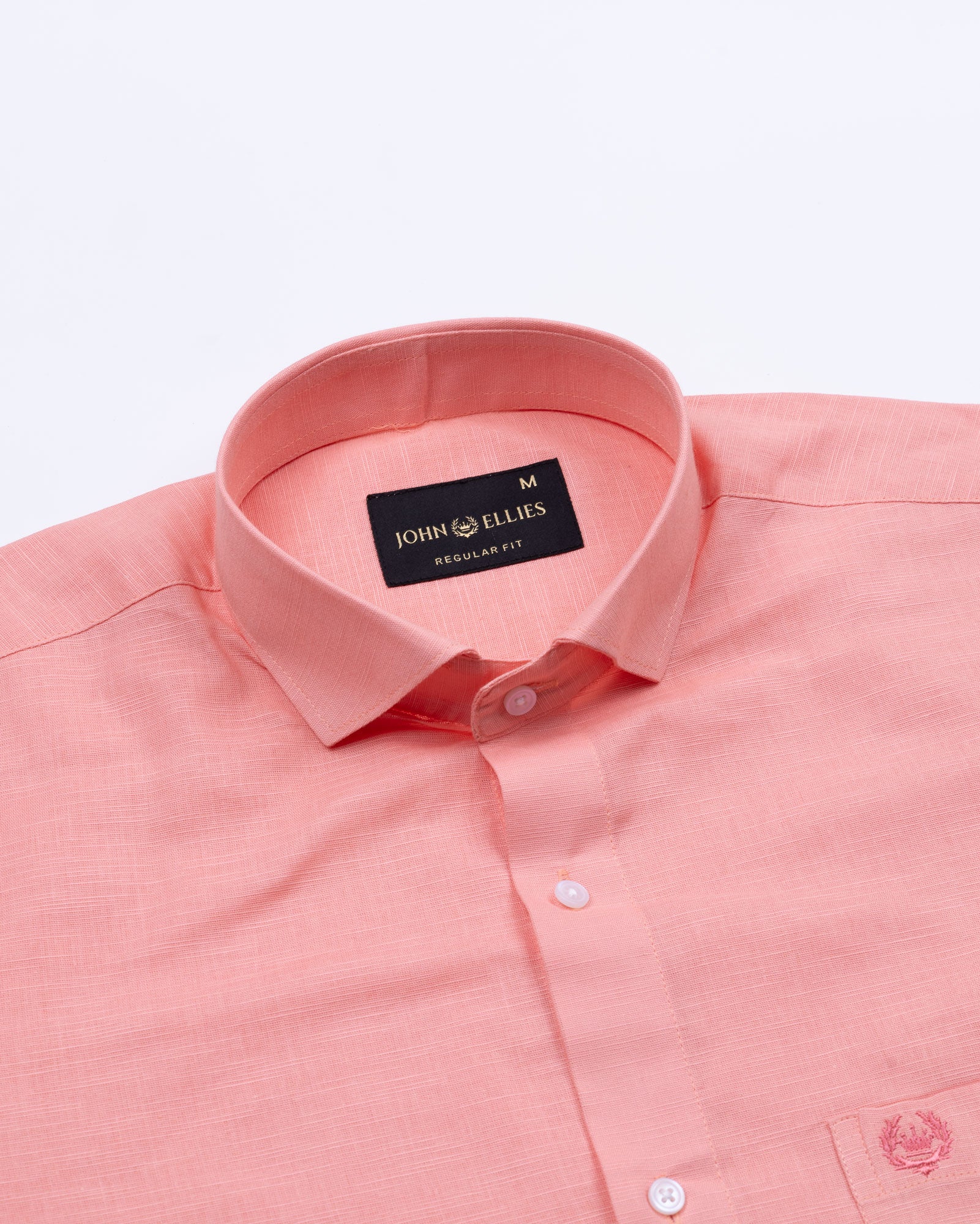 Solin Peach Plain Linen Shirt - John Ellies