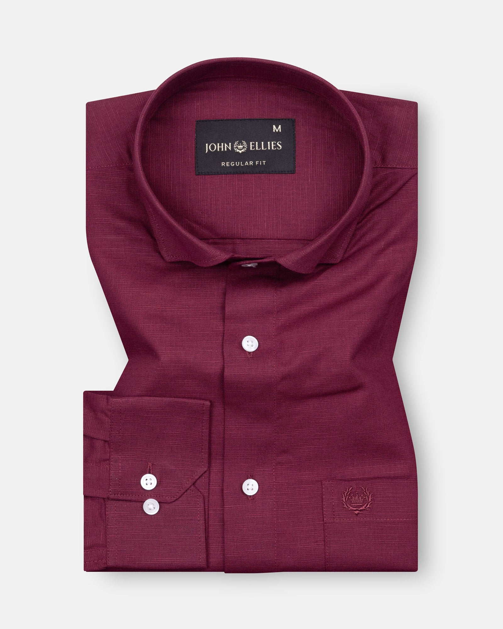 Solin Maroon Plain Linen Shirt - John Ellies