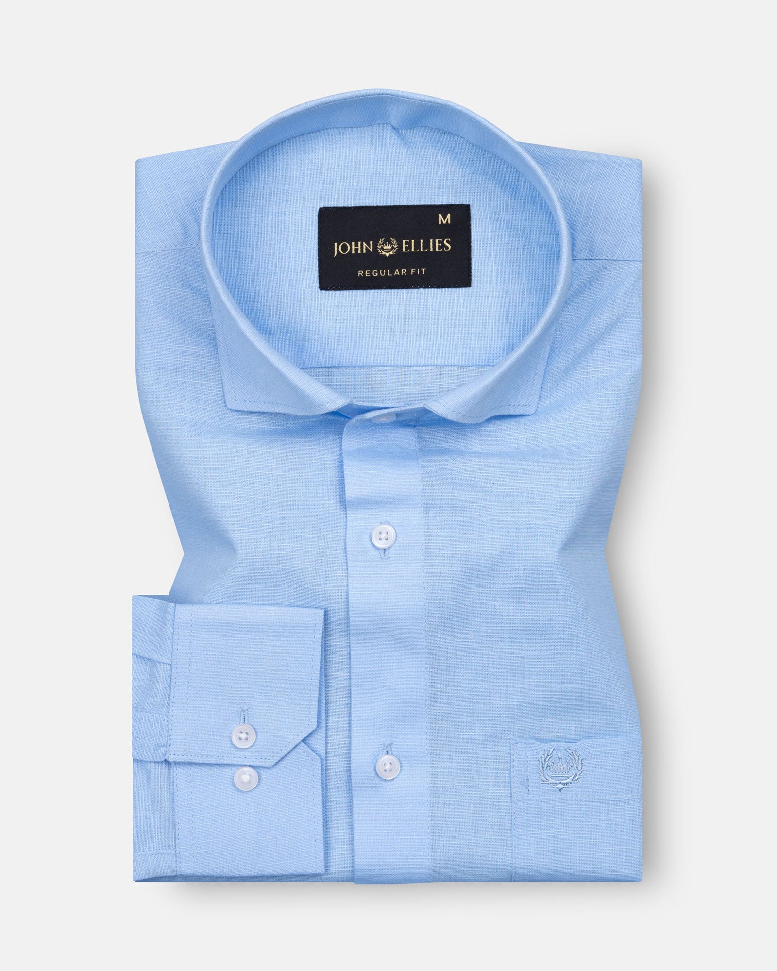 Solin Sky Blue Plain Linen Shirt - John Ellies