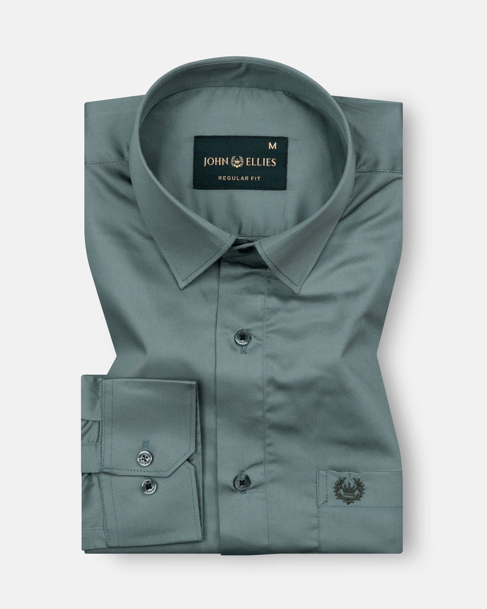 Braun Teal Plain Cotton Shirt - John Ellies