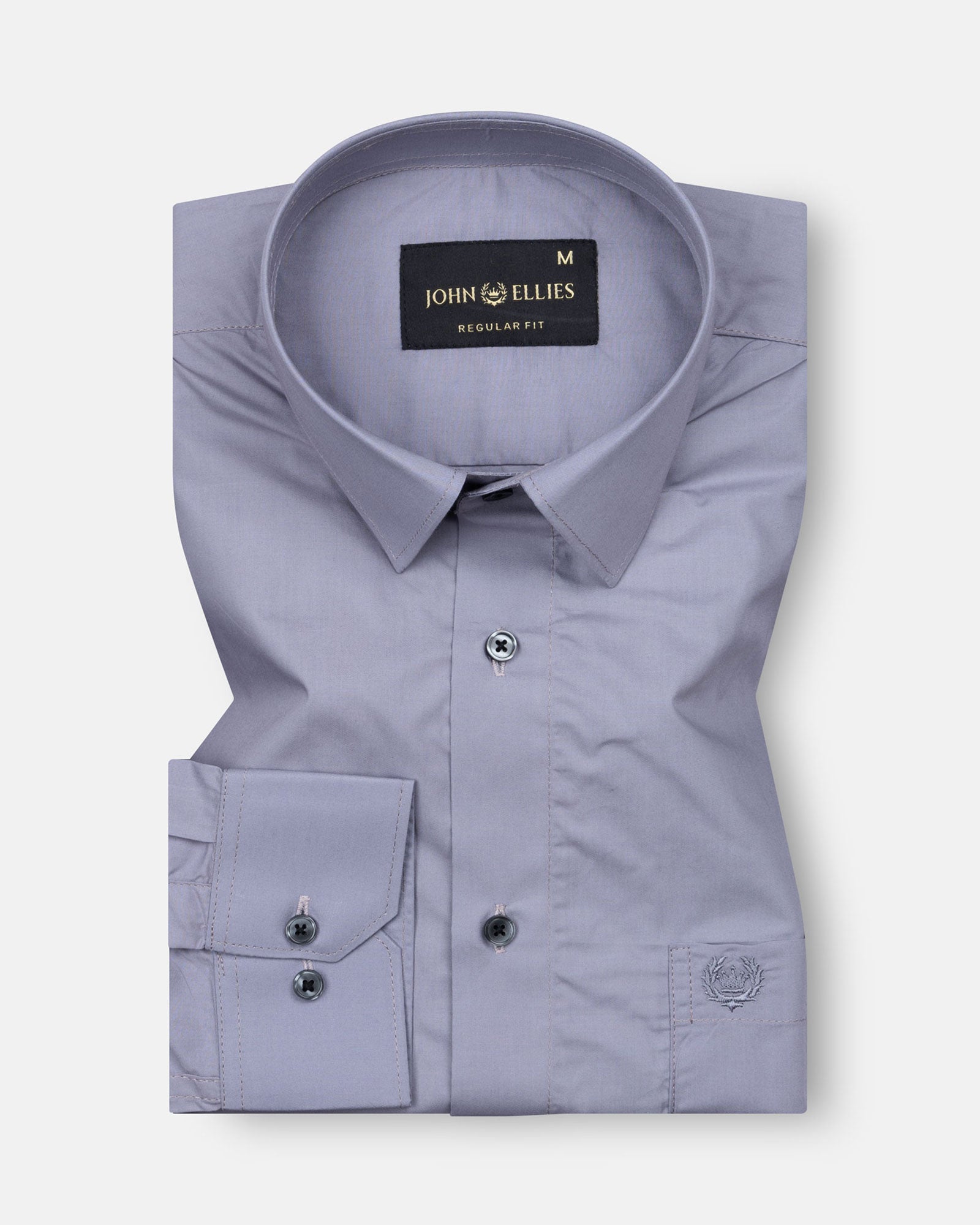 Braun Grey Plain Cotton Shirt - John Ellies