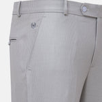 Mance Silver Textured Formal Cotton Pant - John Ellies