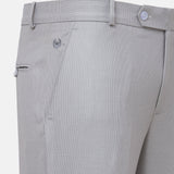 Mance Silver Textured Formal Cotton Pant - John Ellies