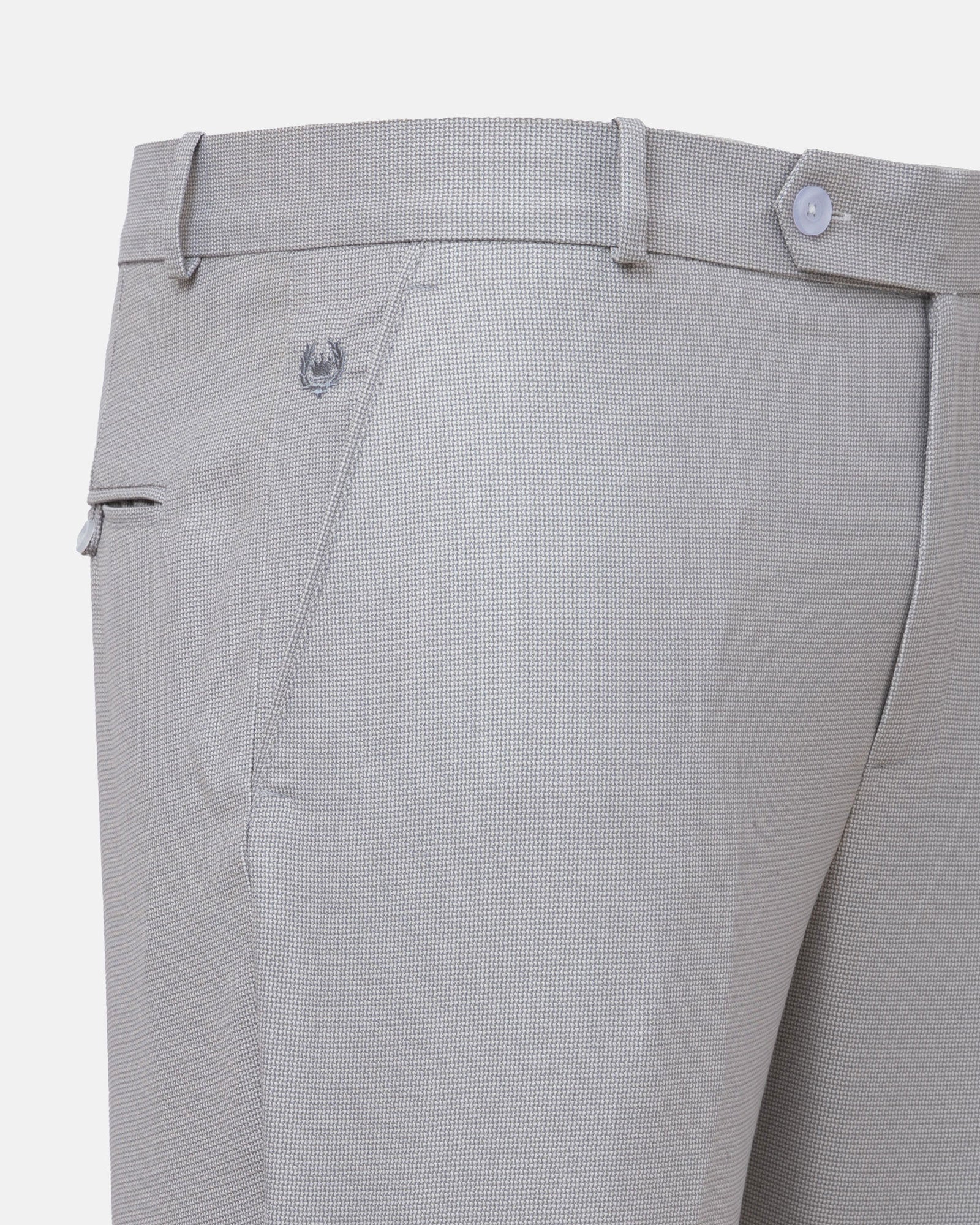 Mance Silver Textured Formal Cotton Pant - John Ellies