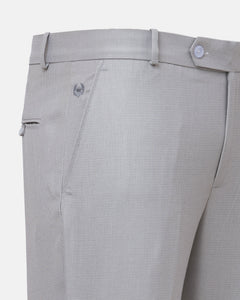 Mance Silver Textured Formal Cotton Pant - John Ellies