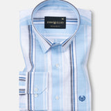 Caevor Blue Strips Linen Shirt - John Ellies