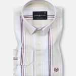 Caevor Pastel Yellow Strips Linen Shirt - John Ellies