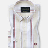 Caevor Pastel Yellow Strips Linen Shirt - John Ellies