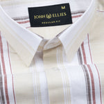 Caevor Pastel Yellow Strips Linen Shirt - John Ellies