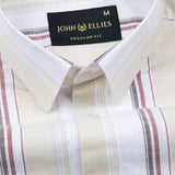 Caevor Pastel Yellow Strips Linen Shirt - John Ellies