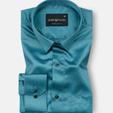 Zephan Teal Premium Satin Shirt - John Ellies
