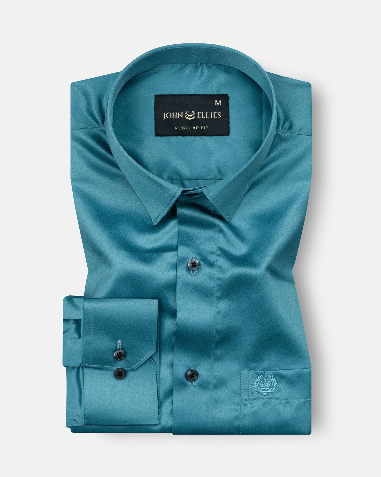 Zephan Teal Premium Satin Shirt - John Ellies