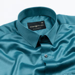 Zephan Teal Premium Satin Shirt - John Ellies