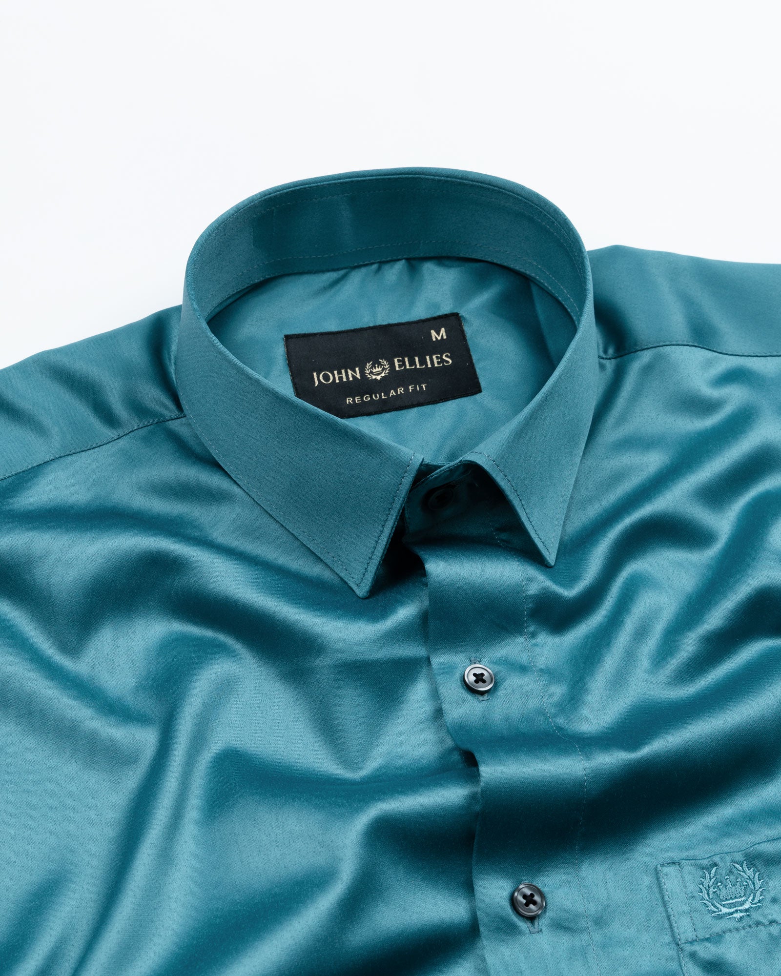 Zephan Teal Premium Satin Shirt - John Ellies
