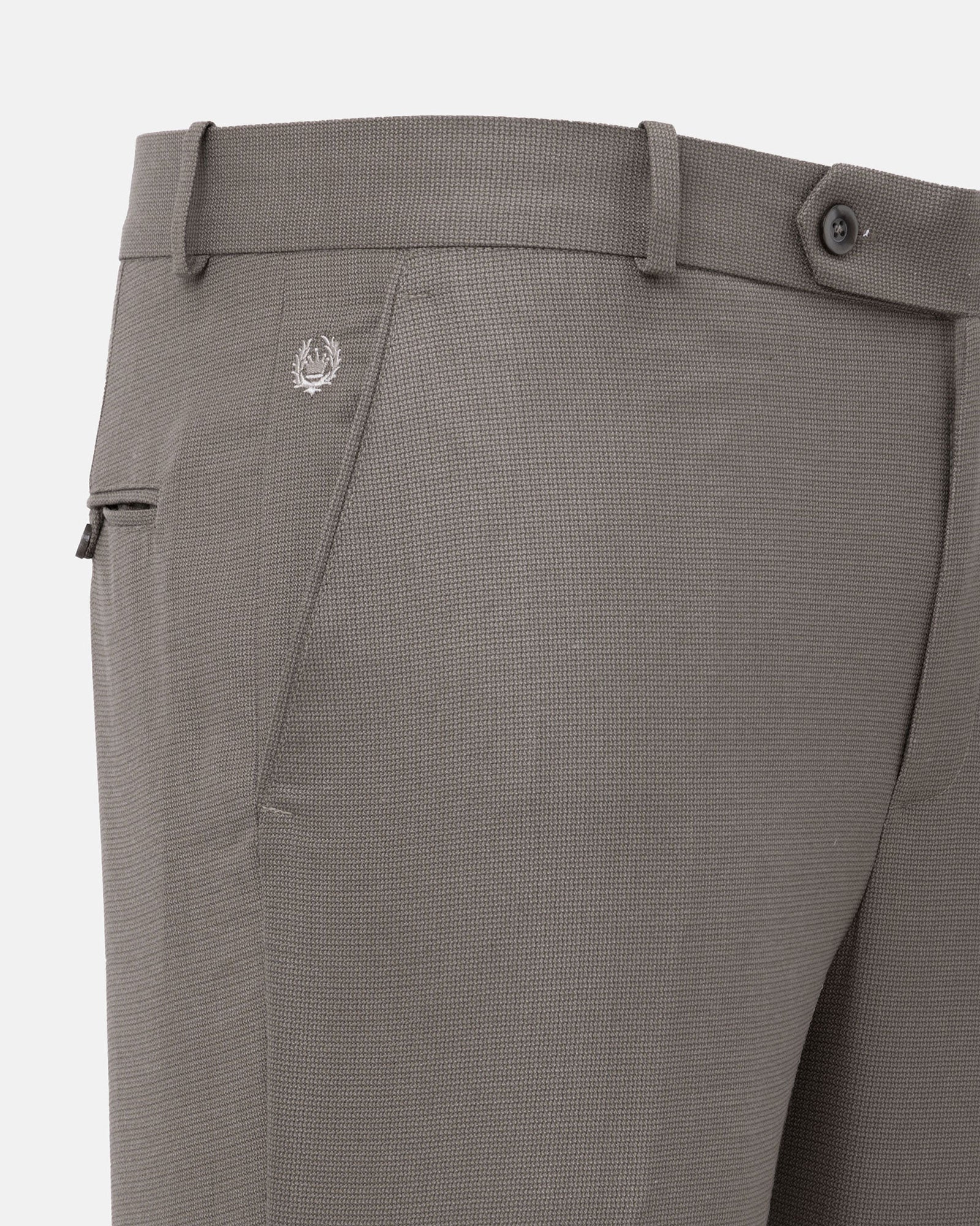 Mance Khaki Textured Formal Cotton Pant - John Ellies