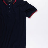 Reonawl Navy Blue Cotton Polo T-Shirt