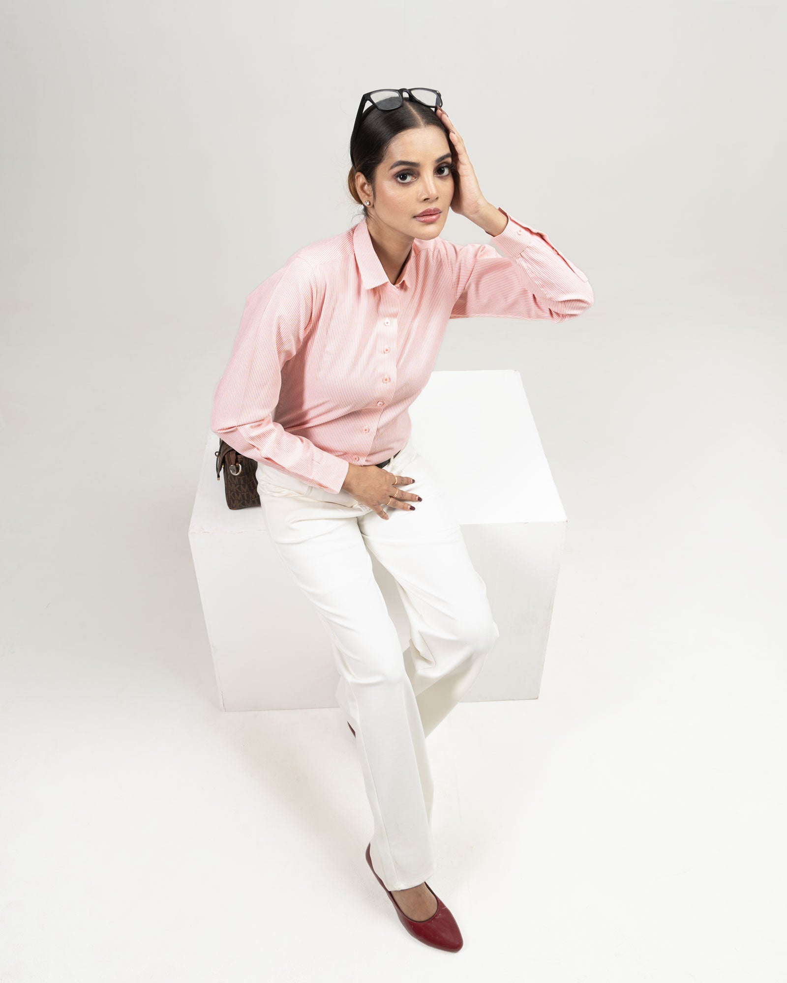Strata Orange Stripes Oxford Cotton Women Shirt - John Ellies