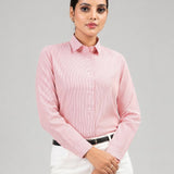 Strata Orange Stripes Oxford Cotton Women Shirt