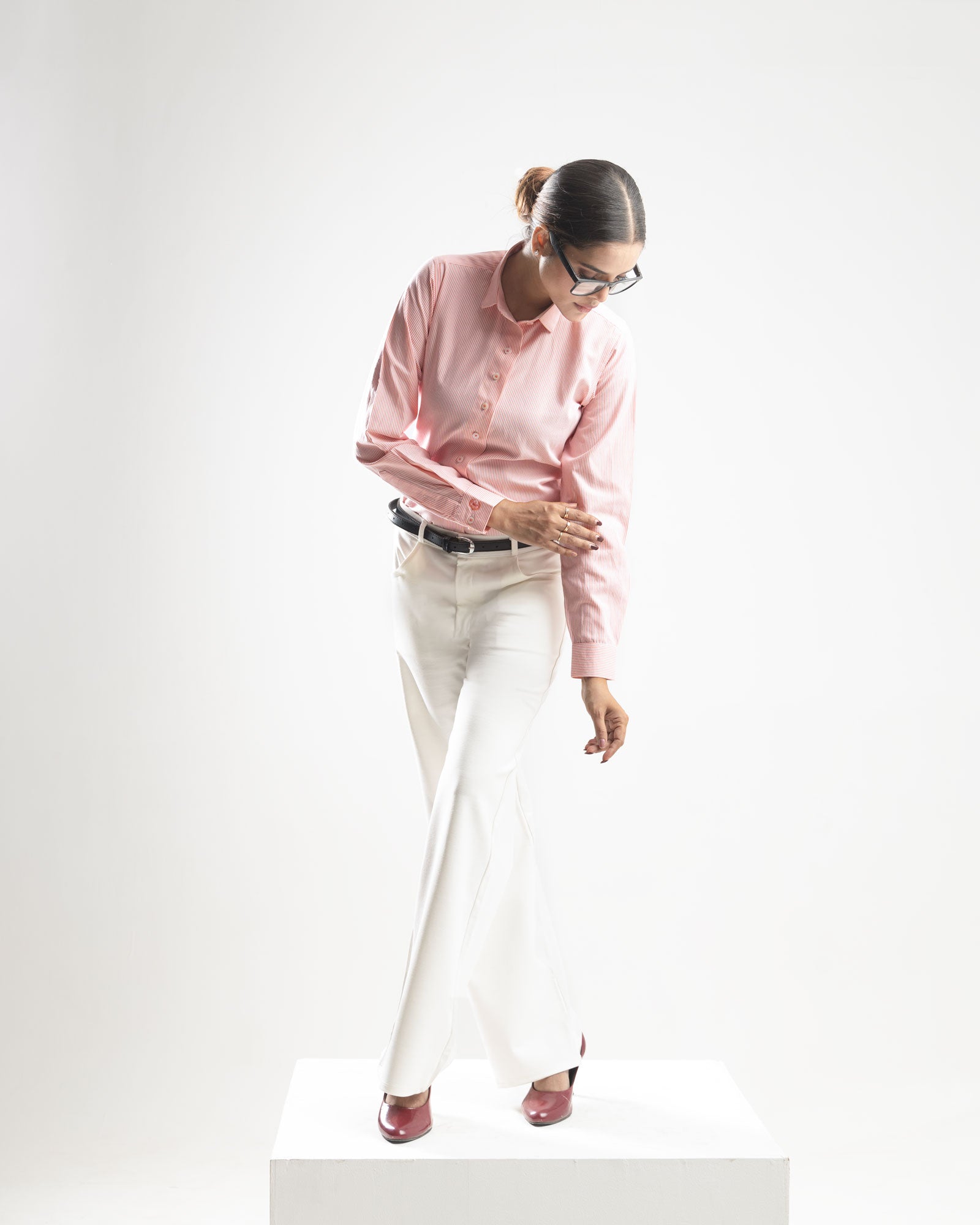 Strata Orange Stripes Oxford Cotton Women Shirt - John Ellies