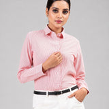 Strata Orange Stripes Oxford Cotton Women Shirt