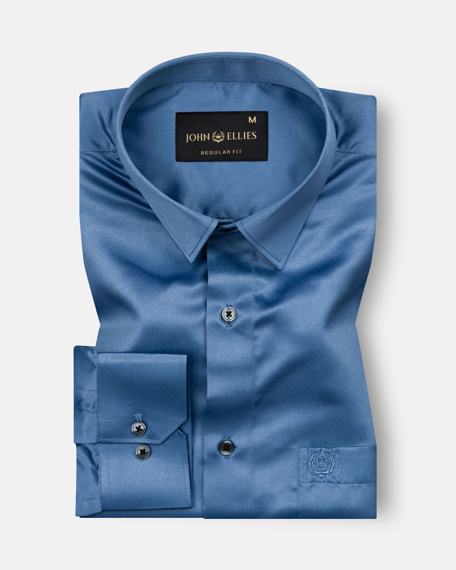Zephan Blue Premium Satin Shirt - John Ellies