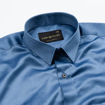 Zephan Blue Premium Satin Shirt - John Ellies