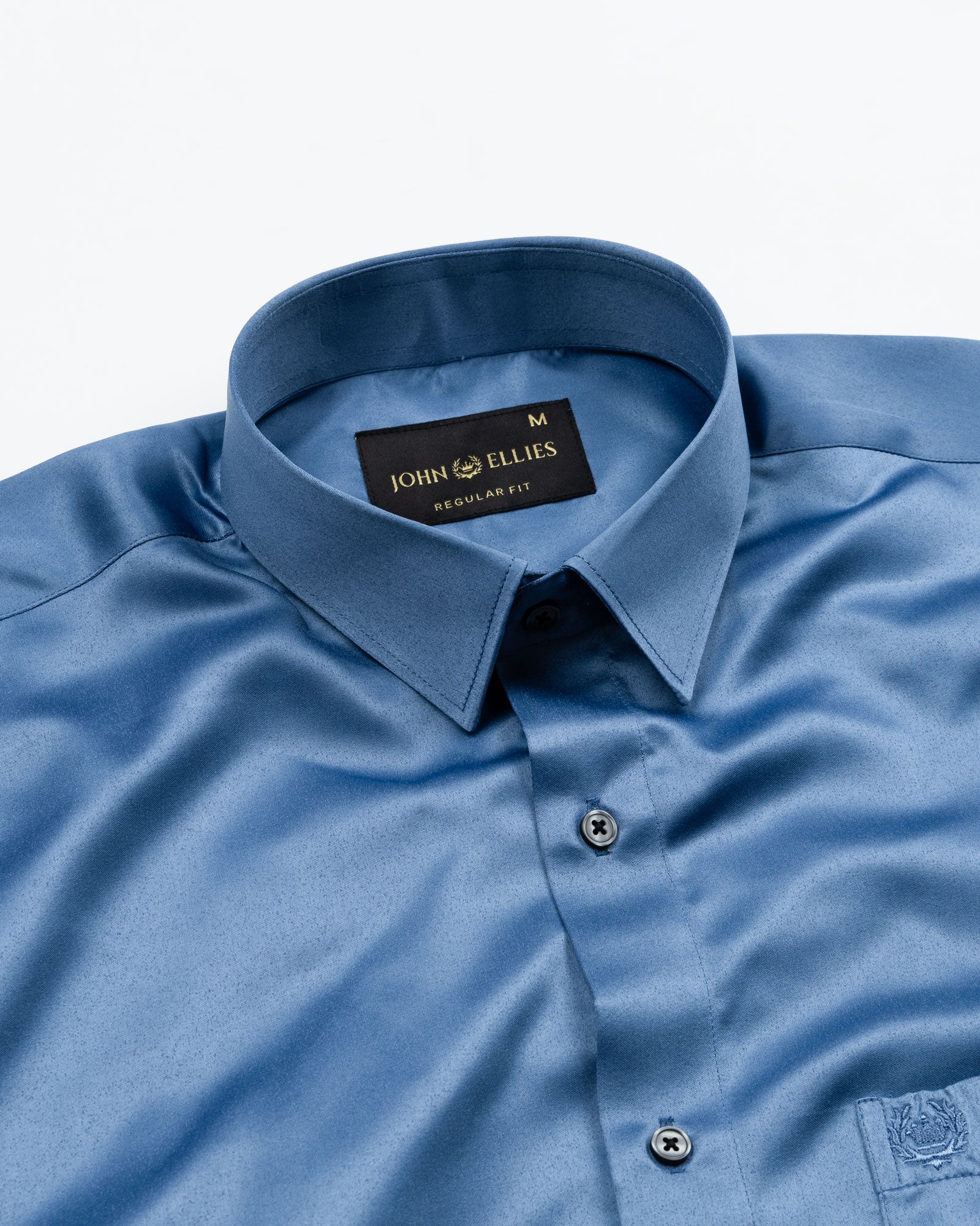 Zephan Blue Premium Satin Shirt - John Ellies