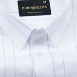 Biscay White With Blue Stripes Cotton Shirt - John Ellies