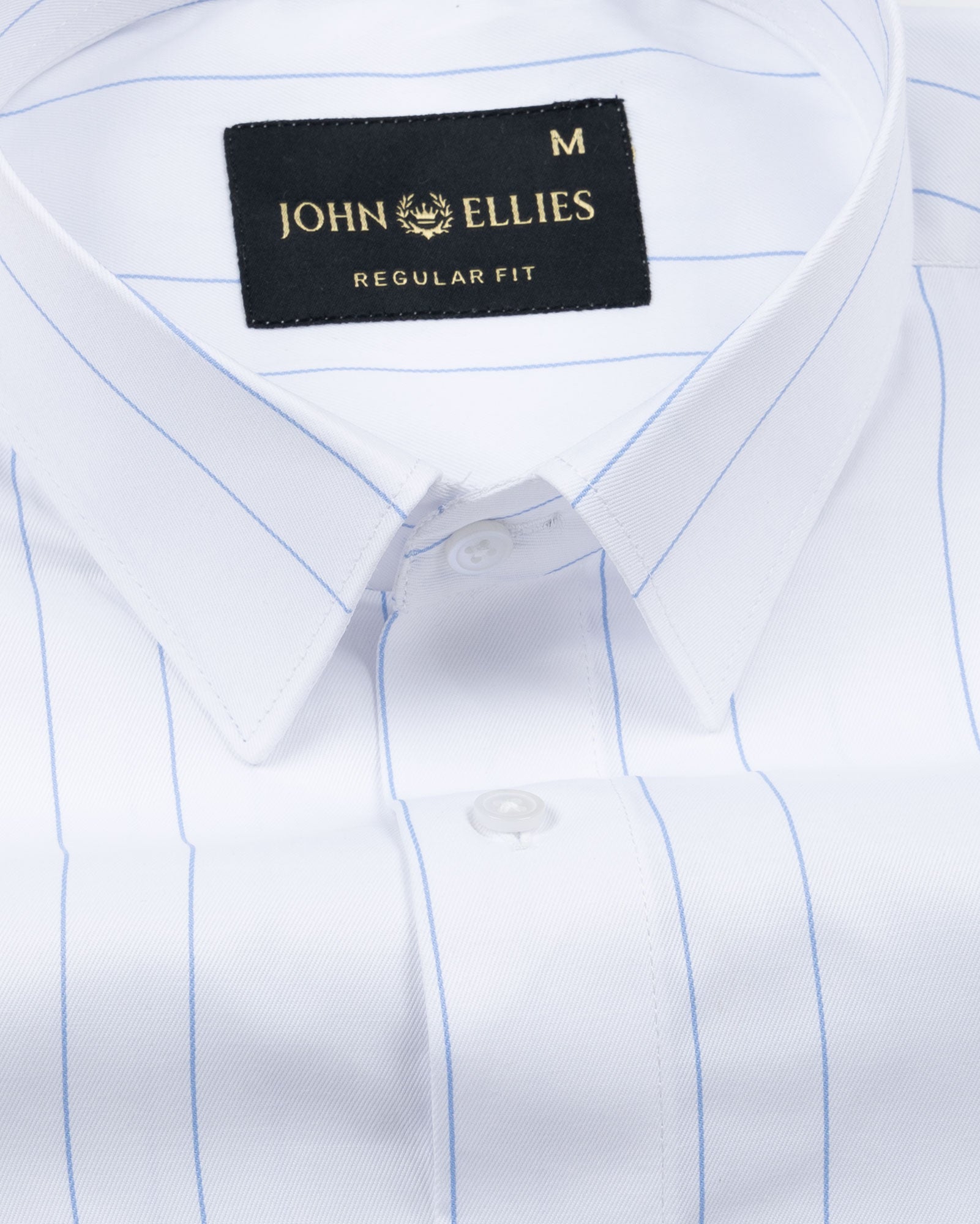 Biscay White With Blue Stripes Cotton Shirt - John Ellies