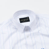 Biscay White With Blue Stripes Cotton Shirt - John Ellies
