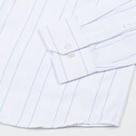 Biscay White With Blue Stripes Cotton Shirt - John Ellies