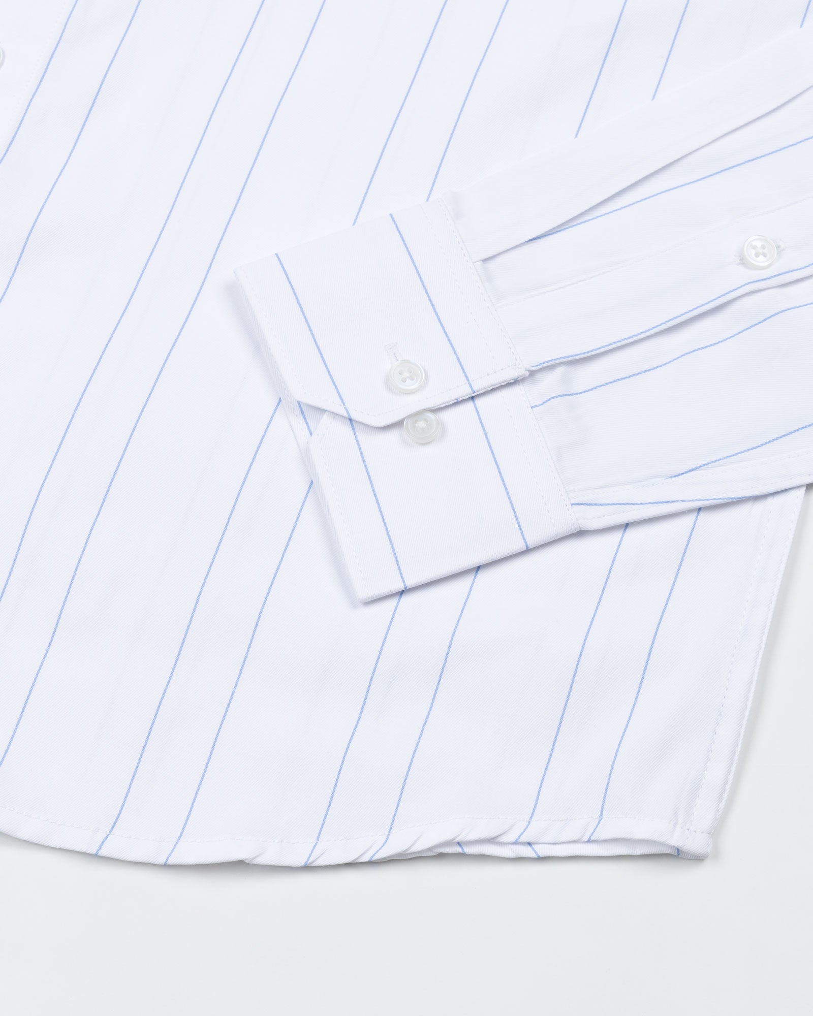Biscay White With Blue Stripes Cotton Shirt - John Ellies