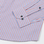 Biscay Red And Blue Stripes Cotton Button Down Shirt - John Ellies
