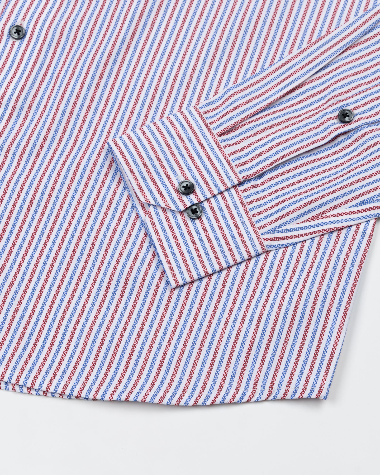 Biscay Red And Blue Stripes Cotton Button Down Shirt - John Ellies