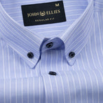 Biscay Light Blue Stripes Cotton Button Down Shirt - John Ellies
