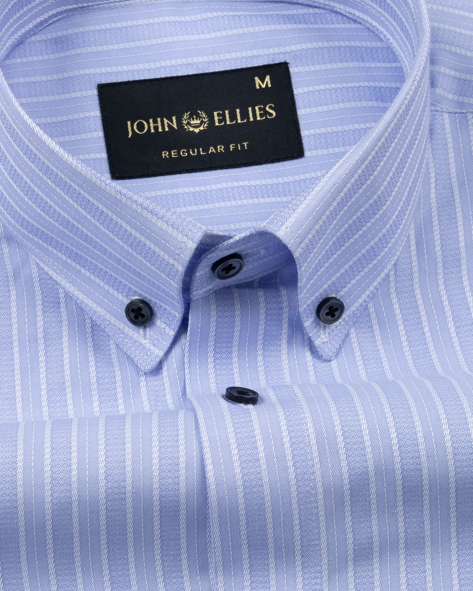 Biscay Light Blue Stripes Cotton Button Down Shirt - John Ellies